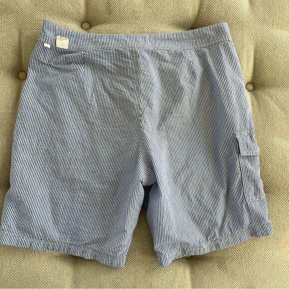 J Crew Blue Seersucker Stripe Long Board Short Swim Trunks Lined 33 - Picture 5 of 10